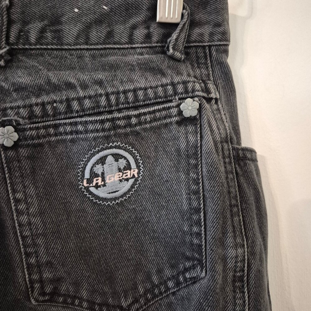 VTG L.A. Gear High Waisted Black Tapered Peg Top Zip Ankle Mom Jean Retro 80 90s - Picture 4 of 14
